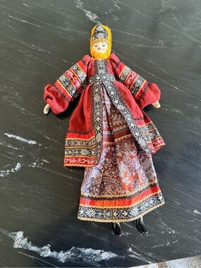 23" Russian Porcelain Folk Art Doll Traditional Costume Purchased in Moscow